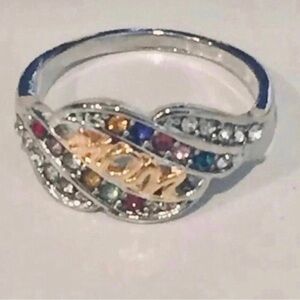 Elegant Multicolor crystal Mom Ring